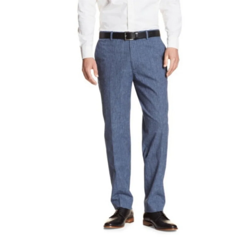 Banana Republic Men's Standard-Fit Linen-Blend Pants - Indigo Blue